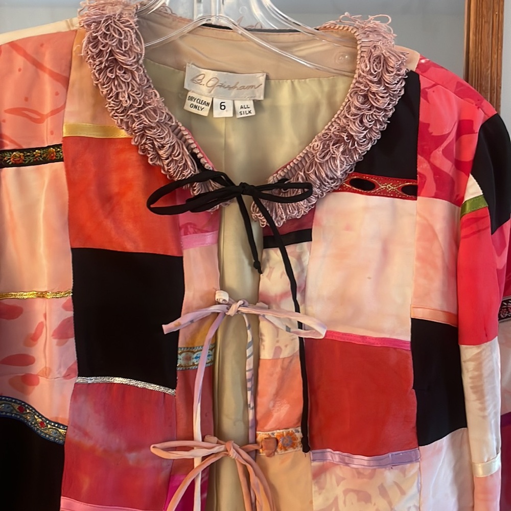 Pink And Red Patchwork Blazer With Geometric Desi… - image 5